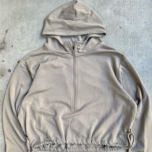 DSG Tan 3/4 Zip Cropped Thin Women’s Hoodie XL 24x23